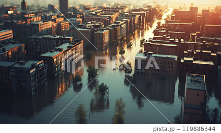都市の洪水被害 都市の洪水被害 119886344