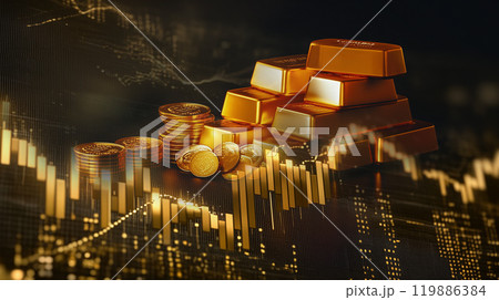 金融イメージ　金の価格変動 119886384