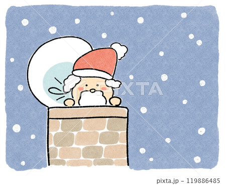 雪とえんとつから顔を出しているサンタのイラスト 雪とえんとつから顔を出しているサンタのイラスト 119886485