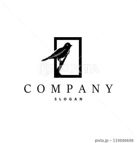 Black silhouette bird logo concept design simple vintage bird lover illustration template 119886686
