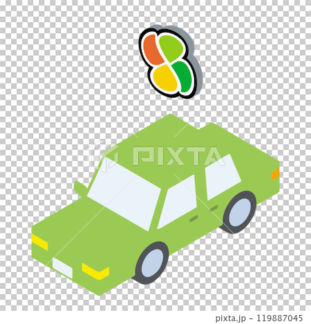 高齢運転者マークと自動車のアイソメトリックイラスト 119887045