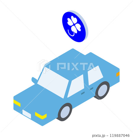 身体障害者マークと自動車のアイソメトリックイラスト 119887046