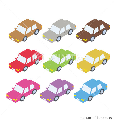 自動車のアイソメトリックイラストセット 119887049