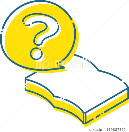 クエスチョンマークとシンプルなノート、本の破線フレーム 119887532