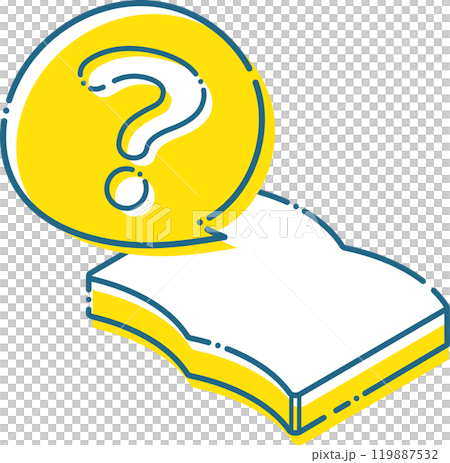 クエスチョンマークとシンプルなノート、本の破線フレーム 119887532