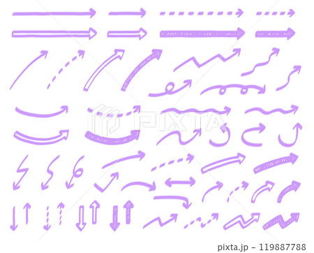 シンプルでかわいい手描き矢印マーカーセット シンプルでかわいい手描き矢印マーカーセット 119887788