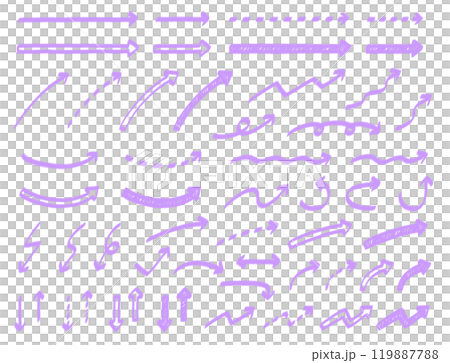 シンプルでかわいい手描き矢印マーカーセット シンプルでかわいい手描き矢印マーカーセット 119887788