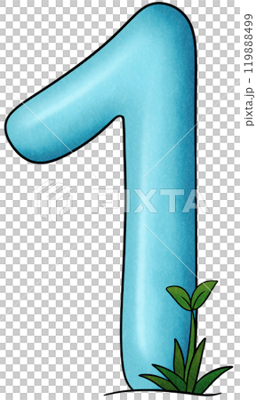 Blue number 1 with small trees 119888499