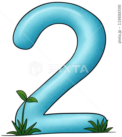 Blue number 2 with small trees 119888500