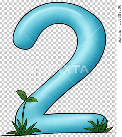 Blue number 2 with small trees 119888500