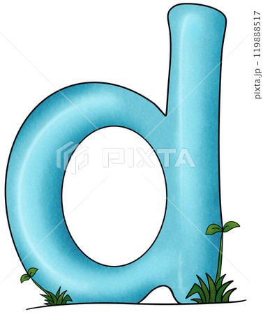 The blue alphabet d has small trees 119888517