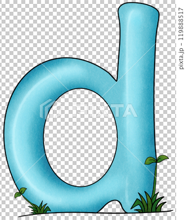 The blue alphabet d has small trees 119888517