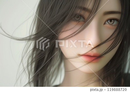 黒髪の美しい女性・美肌「AI生成画像」 119888720