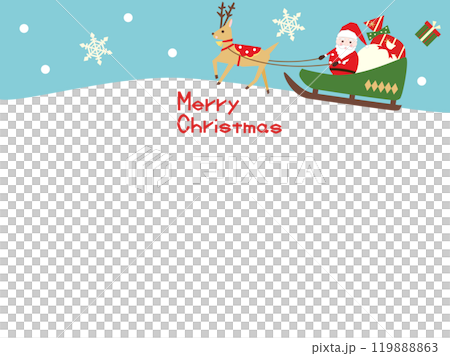 Santa and reindeer Christmas illustration card (with text) 119888863