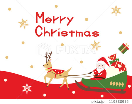サンタとトナカイのクリスマスのイラストのカード　文字ありバージョン 119888953