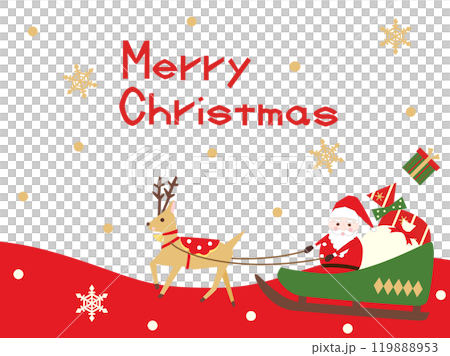 サンタとトナカイのクリスマスのイラストのカード　文字ありバージョン 119888953