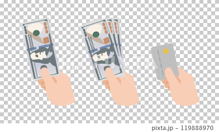 使用新的 100 美元帳單付款並使用信用卡設置 119888970