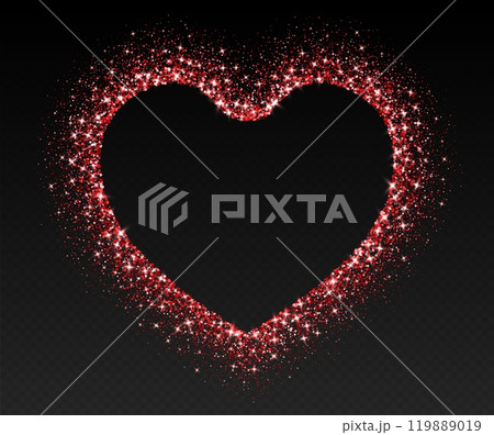Heart glitter frame, red sparkle border, shiny sequins texture, luxury Valentines Day design. Heart glitter frame, red sparkle border, shiny sequins texture, luxury Valentines Day design. 119889019