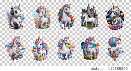 Unicorn sticker set 119889266