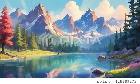 Nature background, watercolor style 119889273