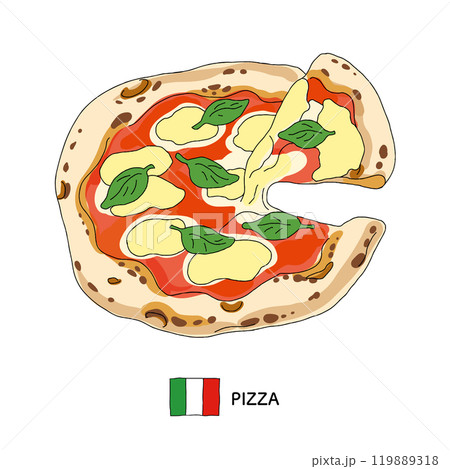 イタリア料理＿pizzaの手描きイラスト 119889318