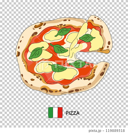 イタリア料理＿pizzaの手描きイラスト 119889318