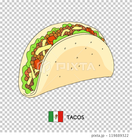 Mexican food _ hand-drawn illustration of tacos 119889322