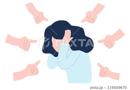 指をさされていじめを受ける女性のイラスト 119889670