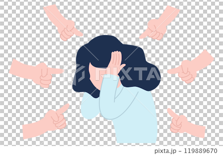 Illustration of a woman being bullied by being pointed at 119889670