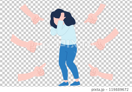 指をさされていじめを受ける女性のイラスト 119889672