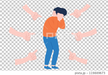 指をさされていじめを受ける男性のイラスト 指をさされていじめを受ける男性のイラスト 119889673