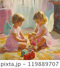 お人形遊びをする子ども天使 119889707