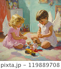 2人で遊ぶ子ども天使 119889708