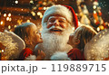 クリスマスを祝うサンタクロースと子ども天使 119889715