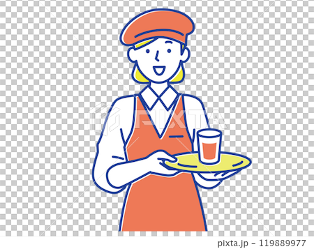 時尚咖啡館的女員工微笑著為顧客服務 119889977