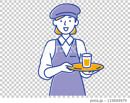 A female staff member at a stylish cafe serving customers with a smile A female staff member at a stylish cafe serving customers with a smile 119889979
