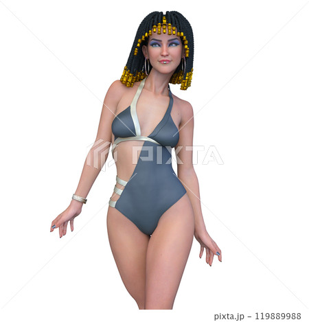 クレオパトラメイクの水着姿の女性 クレオパトラメイクの水着姿の女性 119889988
