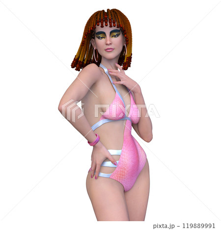 クレオパトラメイクの水着姿の女性 クレオパトラメイクの水着姿の女性 119889991