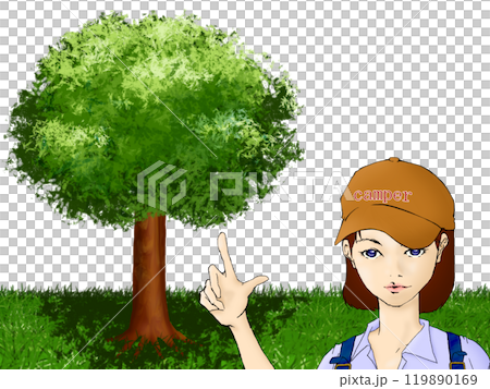 アウトドア女子（木と芝生） 119890169