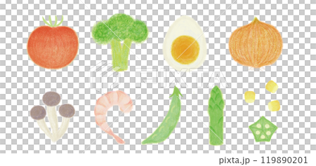 いろいろな野菜の手描きイラストセット 119890201