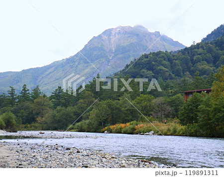 長野 松本市 上高地 梓川と焼岳(初秋) 長野 松本市 上高地 梓川と焼岳(初秋) 119891311