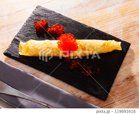 Appetizing pancakes with caviar. Russian kitchen Appetizing pancakes with caviar. Russian kitchen 119891618