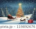 クリスマスの森トナカイがサンタクロースを待っている 119892676