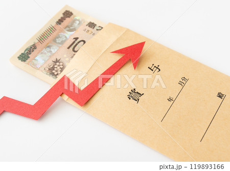 賞与袋と上昇矢印　ボーナス　支給 119893166