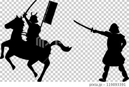 戦国武将のシルエットイラスト 119893391