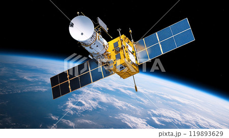 地球上空の宇宙衛星 119893629