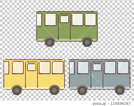 かわいいバスのイラストセット かわいいバスのイラストセット 119894267