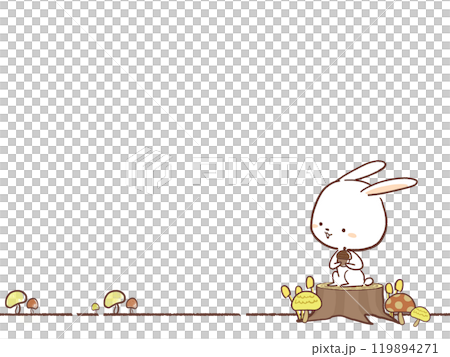 Line of a rabbit sitting with an acorn Line of a rabbit sitting with an acorn 119894271