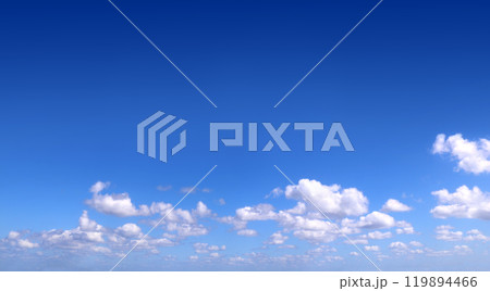 White clouds in the blue sky. Beautiful nature scene. Copy space for text White clouds in the blue sky. Beautiful nature scene. Copy space for text 119894466