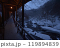 温泉の源泉掛け流し老舗旅館の露天風呂　福島県二股温泉 119894839